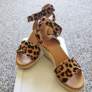 J. Crew Tan Leather Espadrille Slip-On